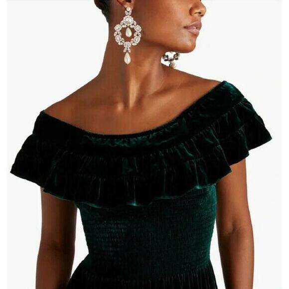 NWT HILL HOUSE HOME Akilah Nap Dress Emerald Velvet XS - Picture 3 of 8
